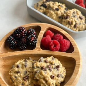 Maple oatmeal cookies served with berries.