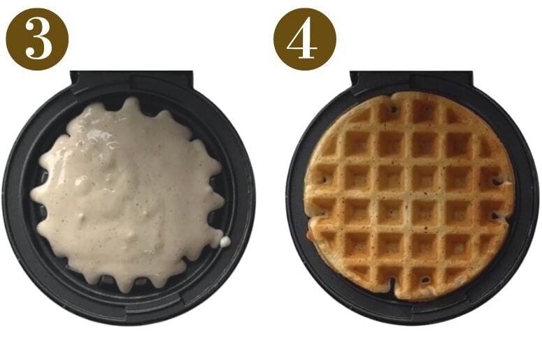 Steps to make egg free waffles.