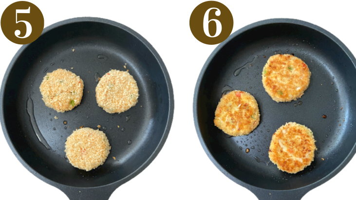 Steps to make salmon cakes. Specifics provided in recipe card.