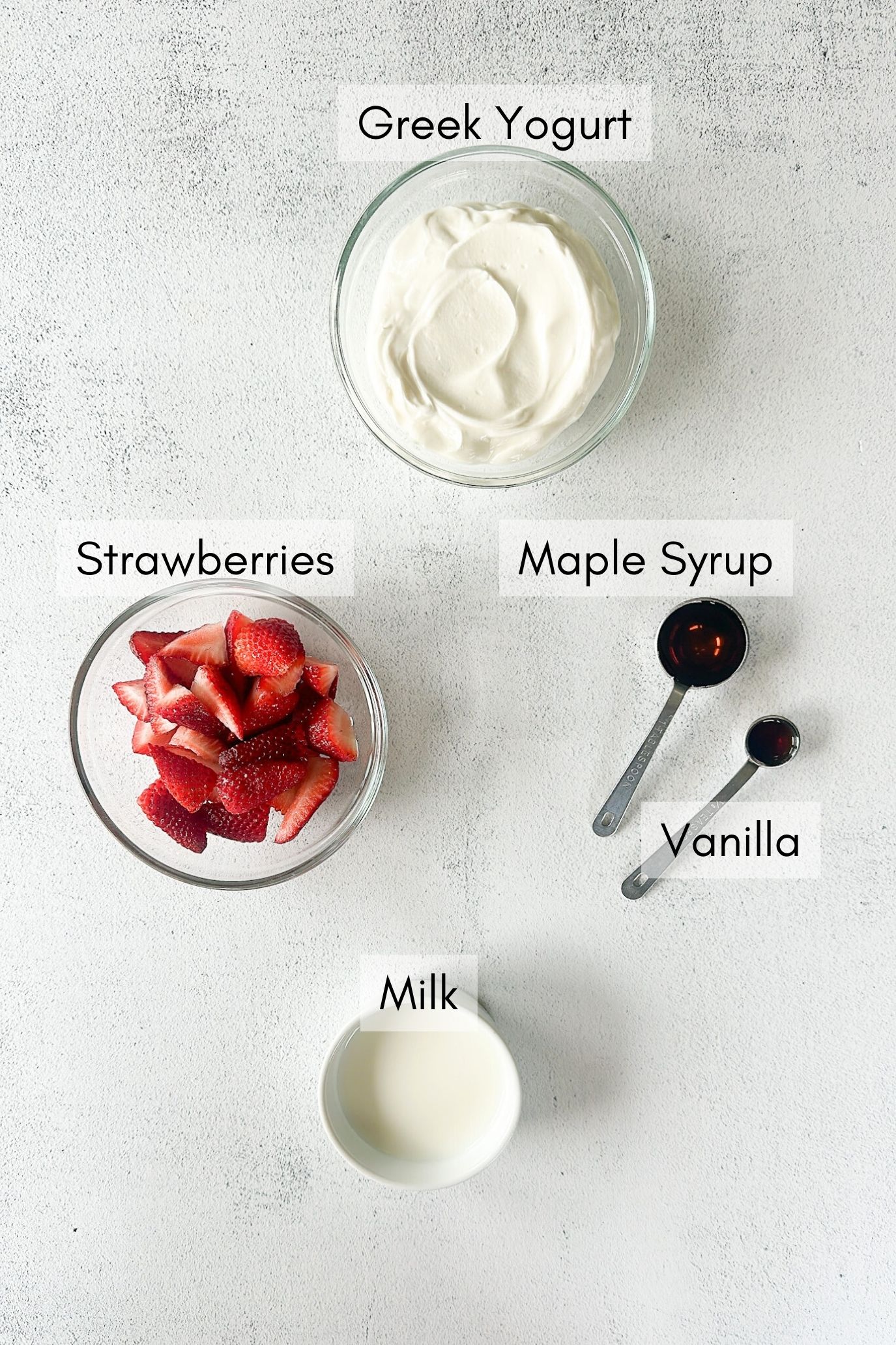 Ingredients to make homemade yogurt drinks.
