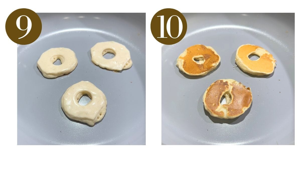 Steps to make dipped pancakes with pears.