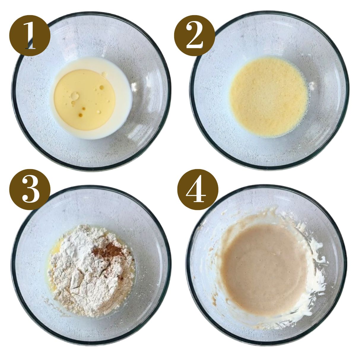 Steps to make dipped pancakes with pears.