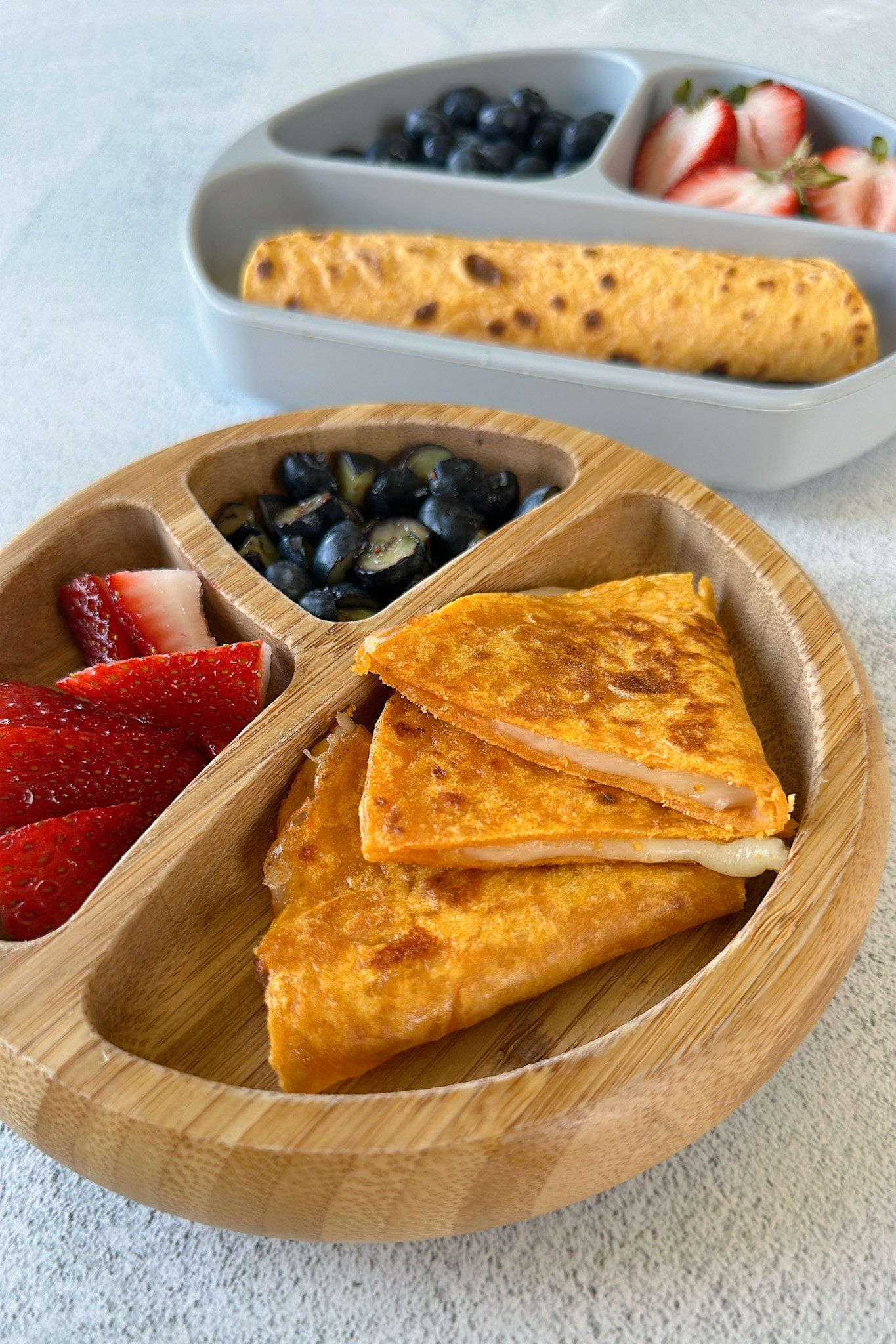 Sweet potato tortillas served with berries.