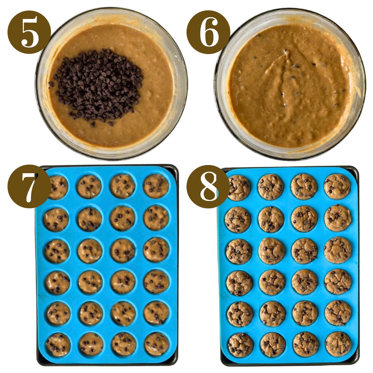Steps to make peanut butter chocolate chips muffins.