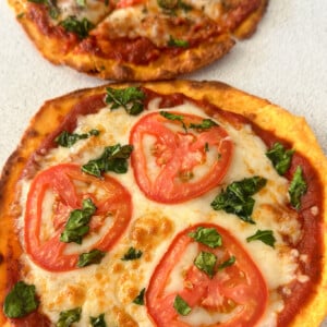 Air fryer tortilla pizzas freshly cooked.