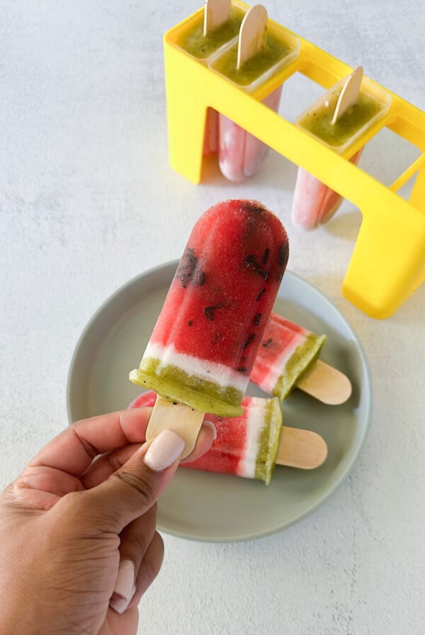 Healthy watermelon popsicles.