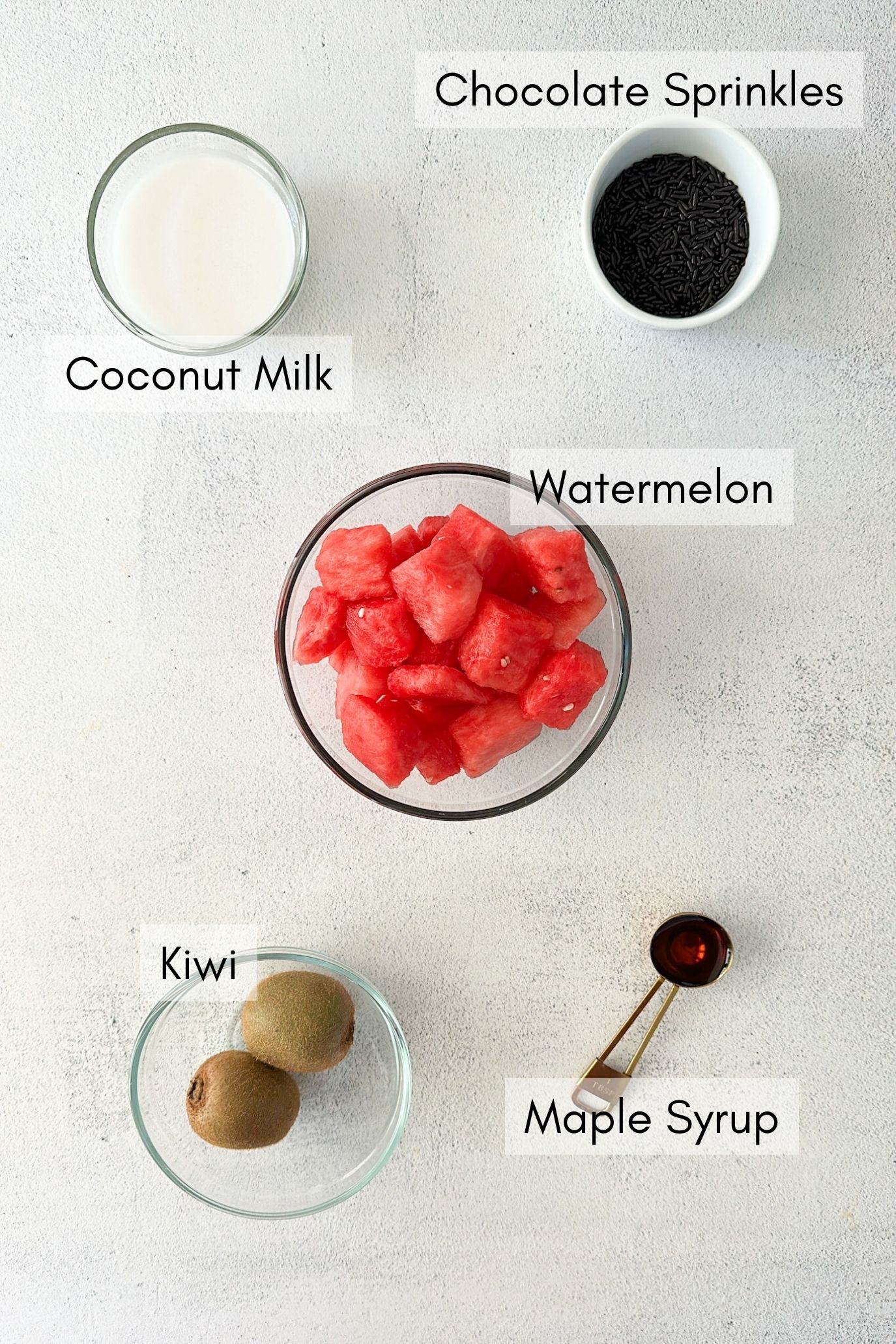 Ingredients to make watermelon popsicles.