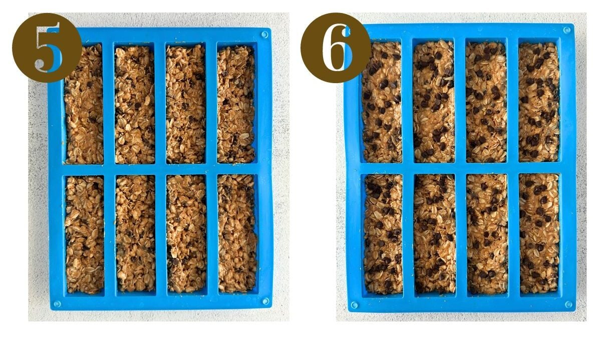 Steps to make chocolate chip chewy granola bars.