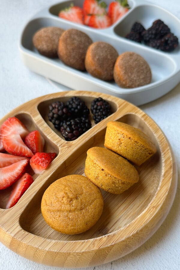 Pumpkin maple muffins served with berries.