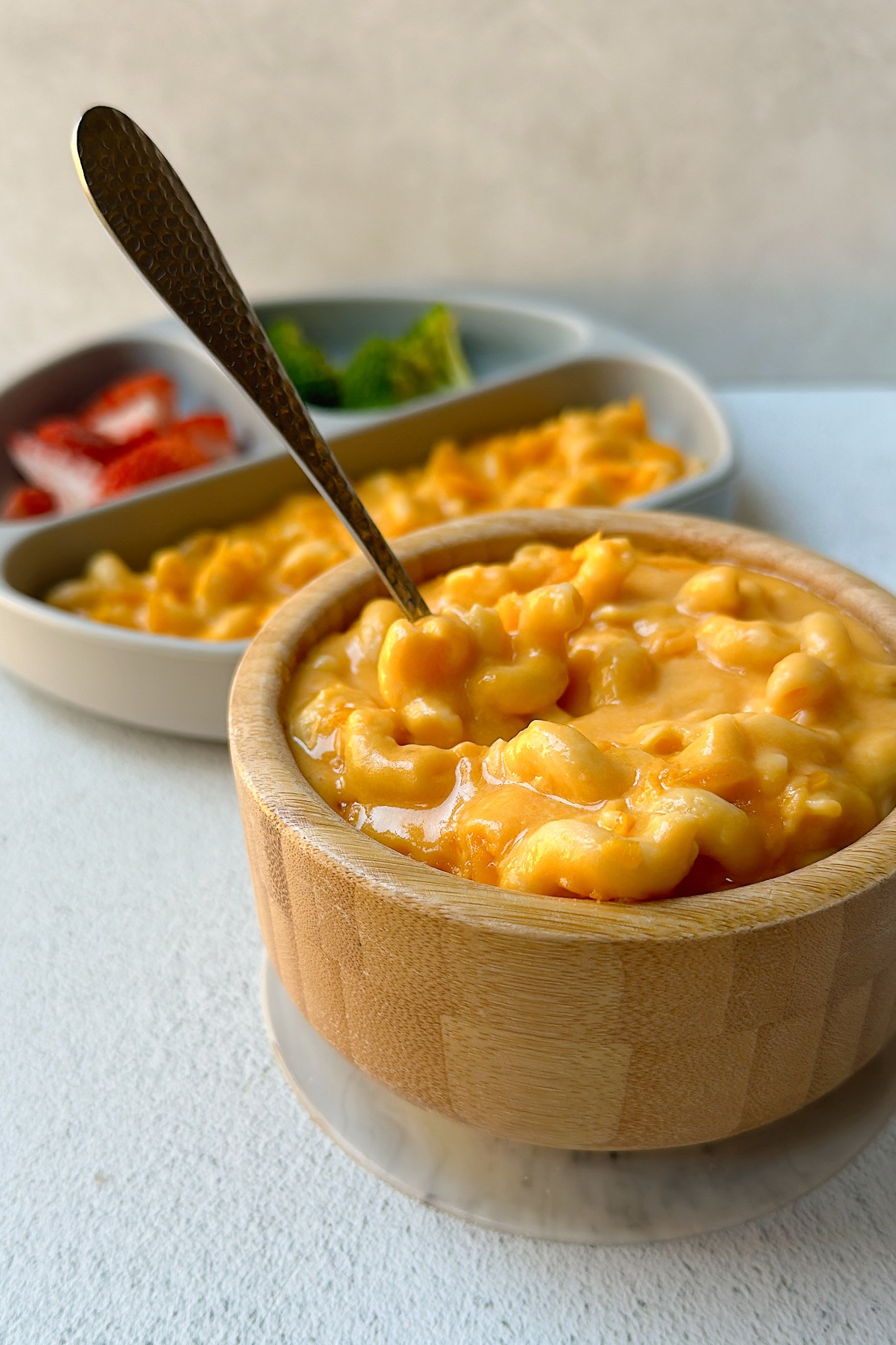 Sweet potato mac and cheese served in a bowl.