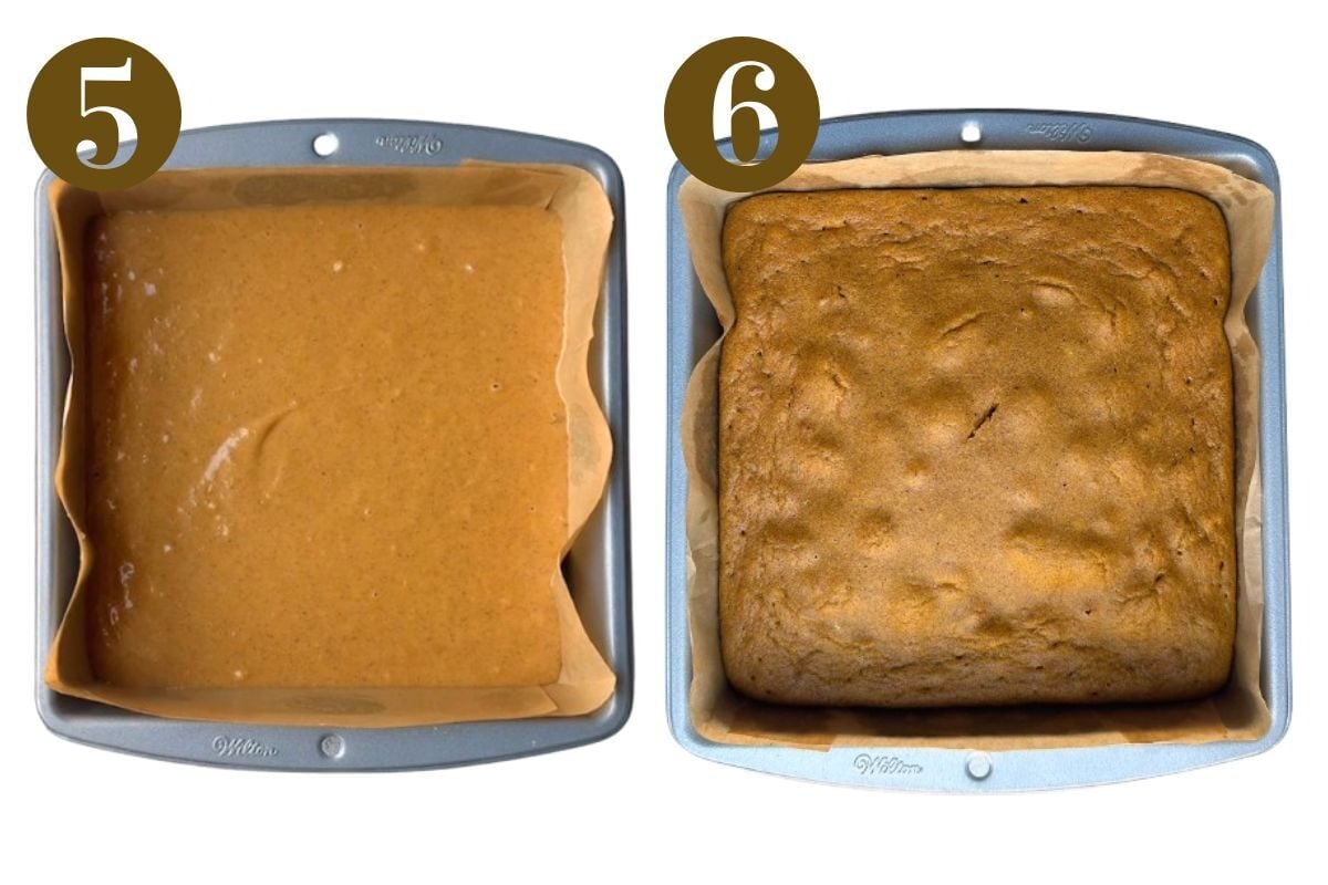 Steps to make pumpkin snack cake.