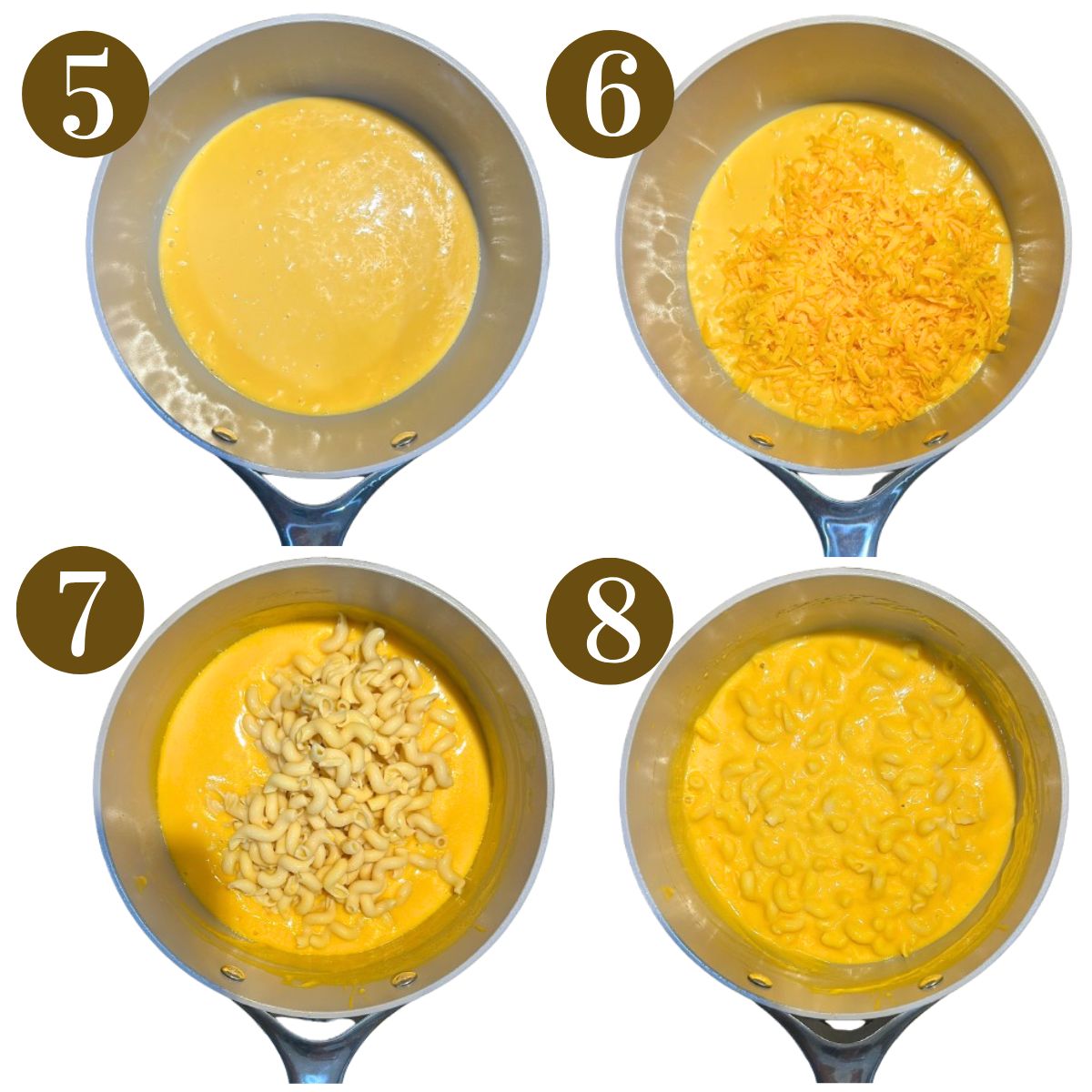 Steps to make sweet potato mac and cheese.