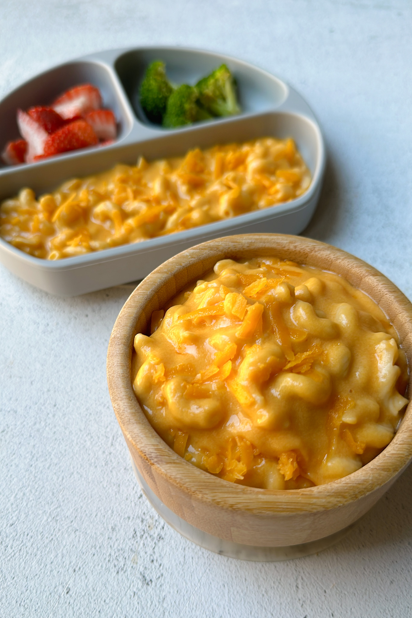 Sweet potato mac and cheese served in a bowl.