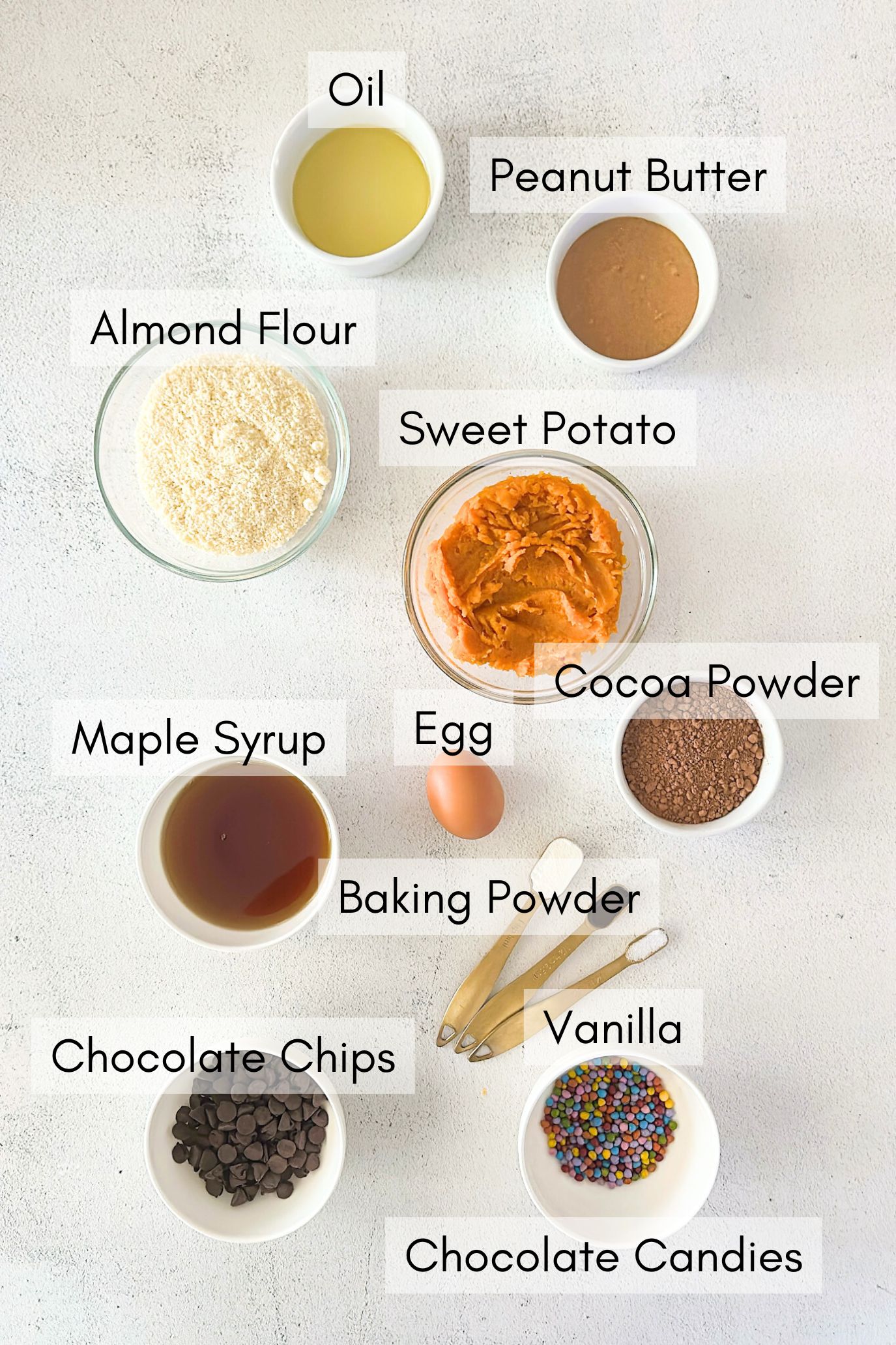 Ingredients to make brownies with veggies.