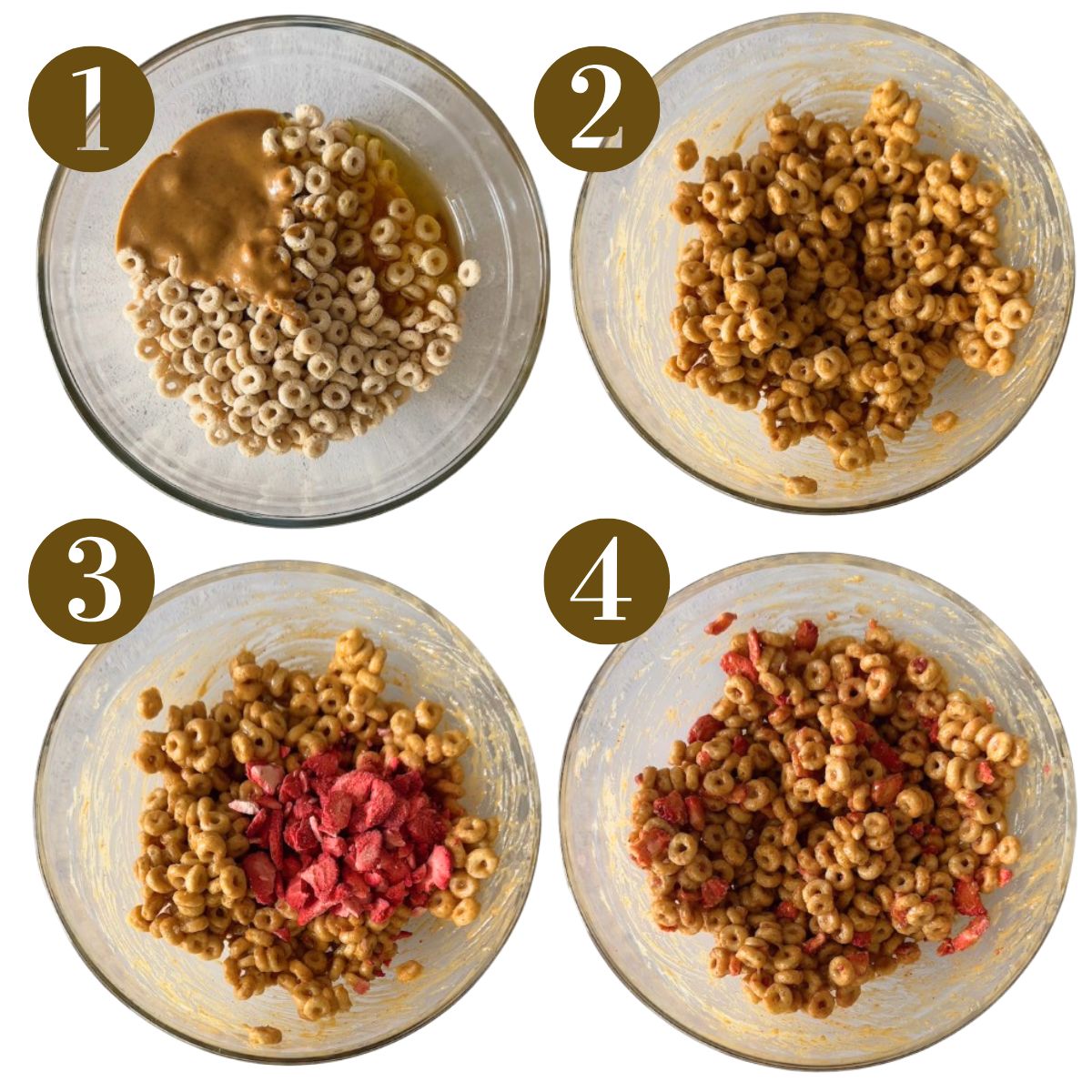 Steps to make cheerio cereal bars.