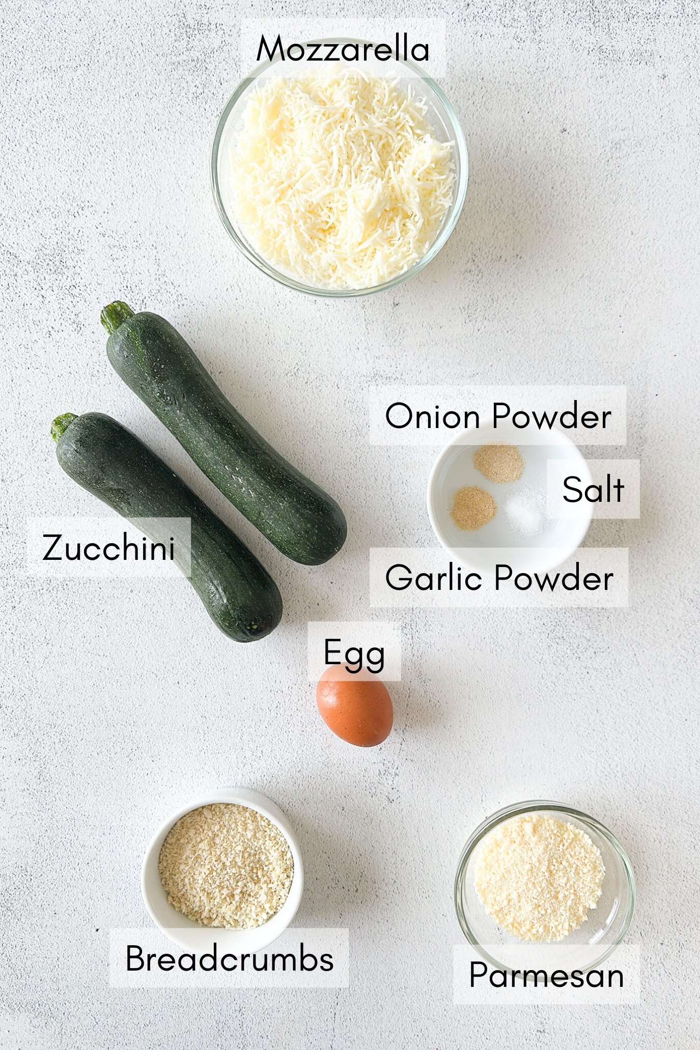 Ingredients to make zucchini flatbread.