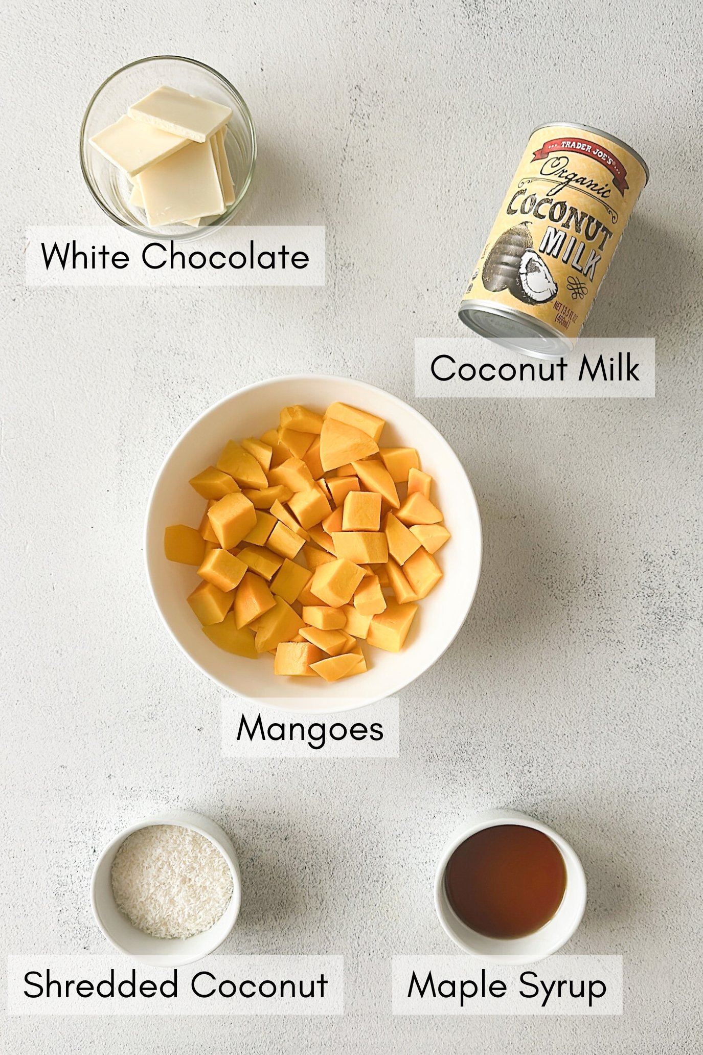 Ingredients to make mango ice cream bars.