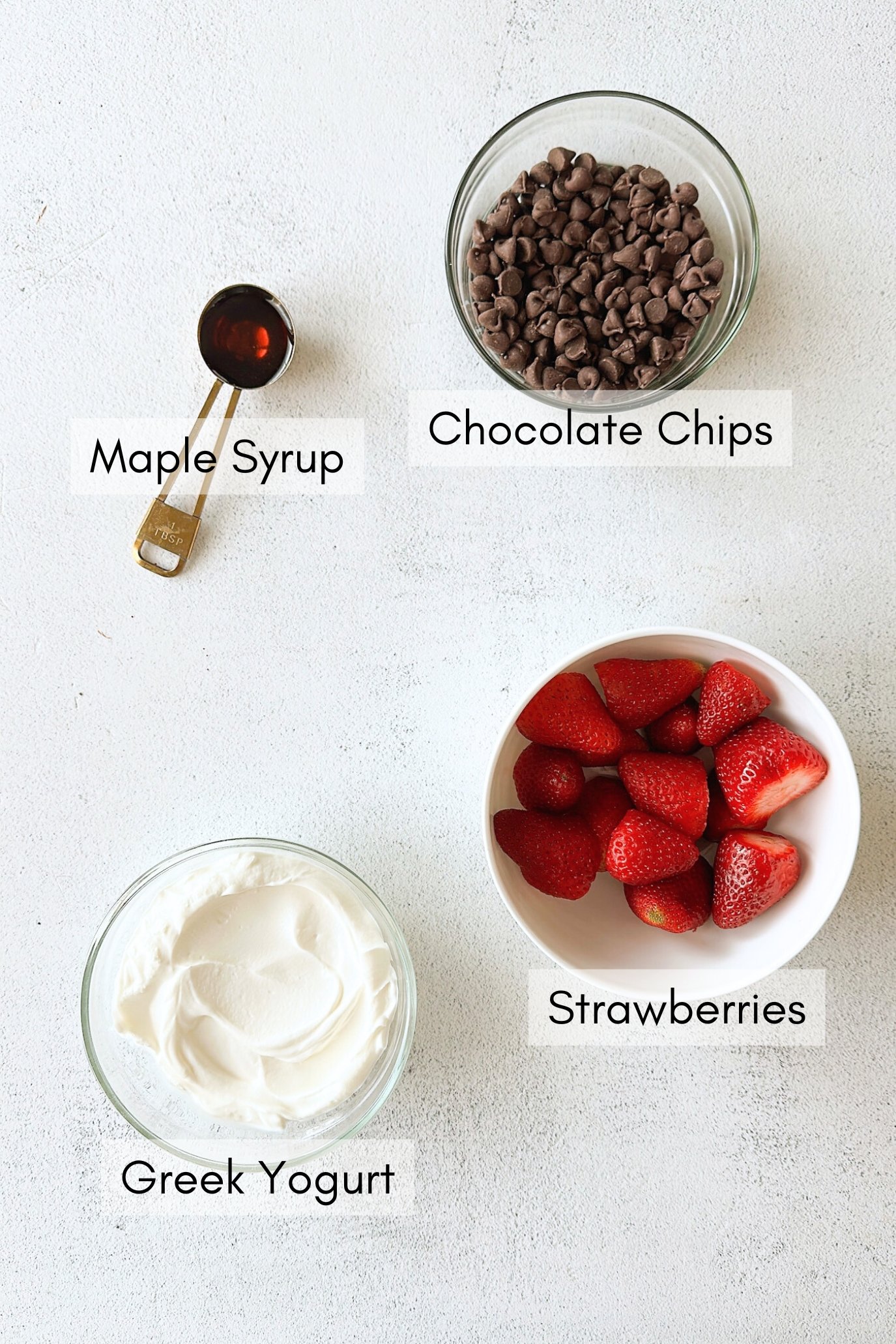 Ingredients to make strawberry yogurt bars.