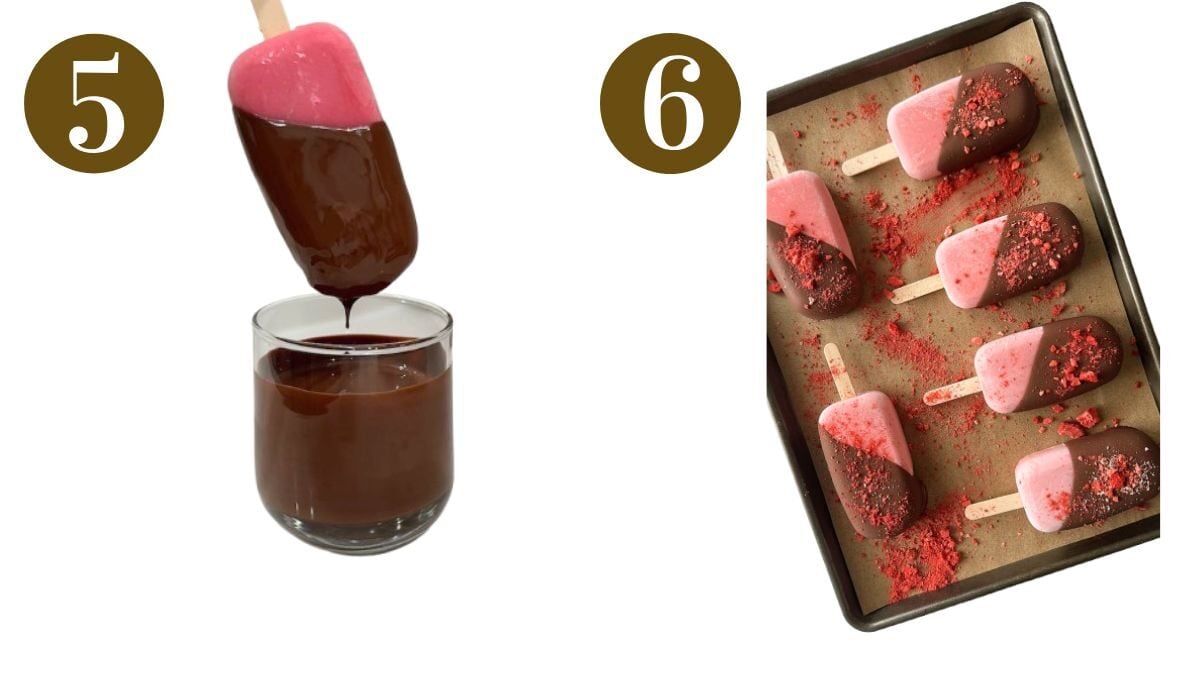 Steps to make strawberry yogurt bars.