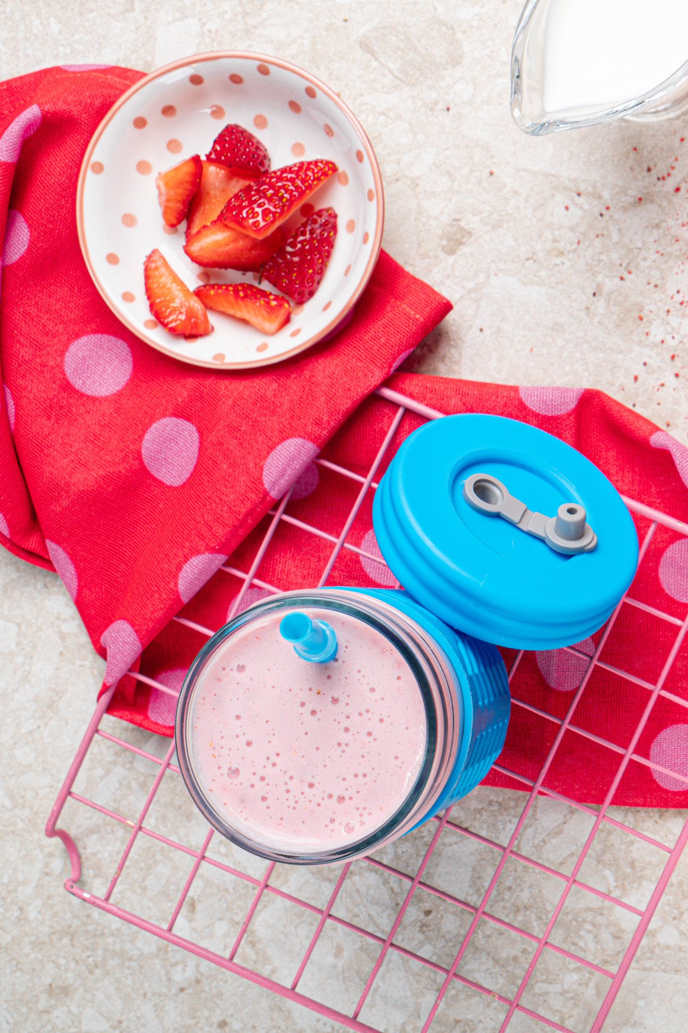 Strawberry yogurt smoothie.