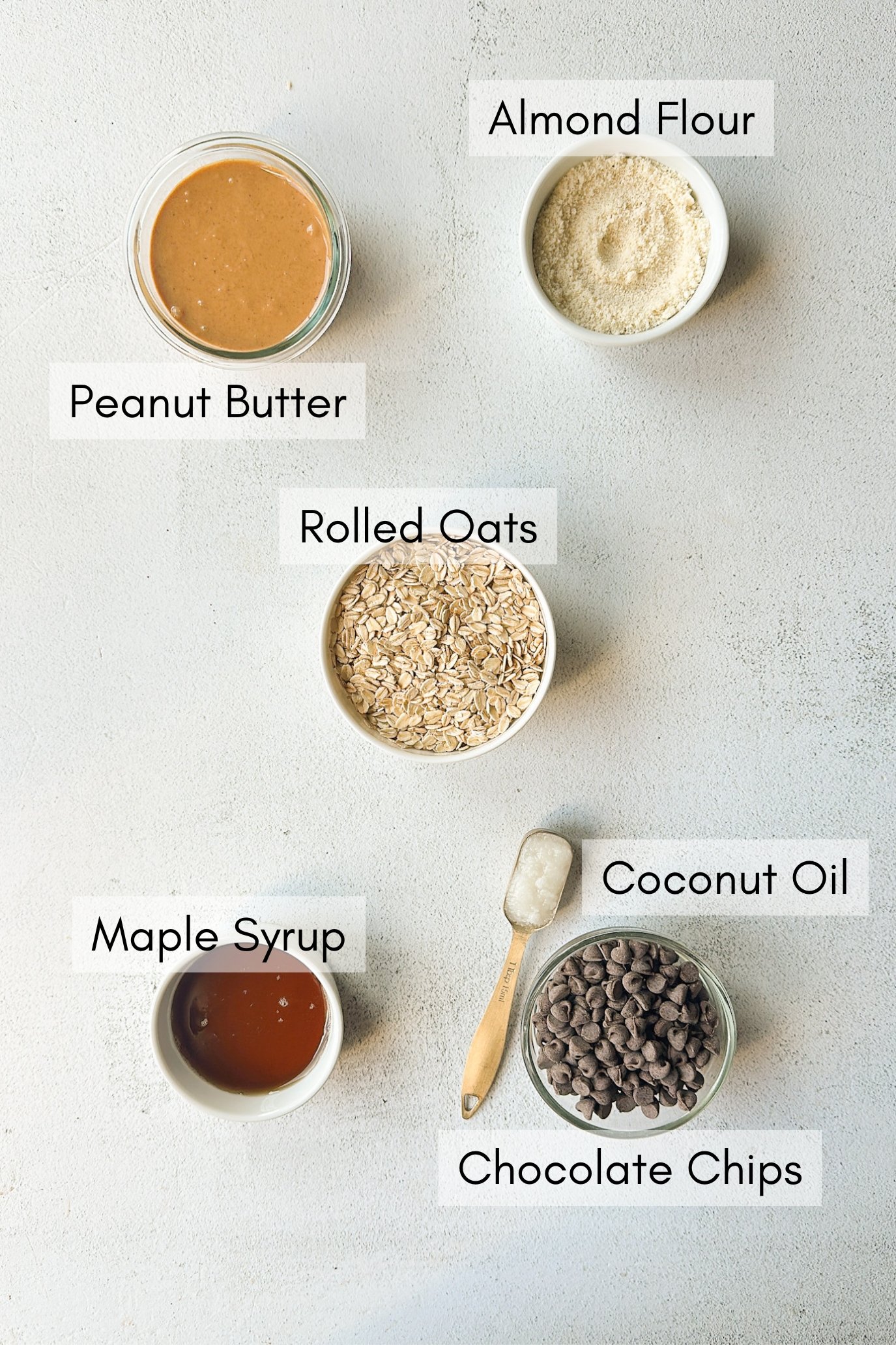 Ingredients to make peanut butter oatmeal cups.