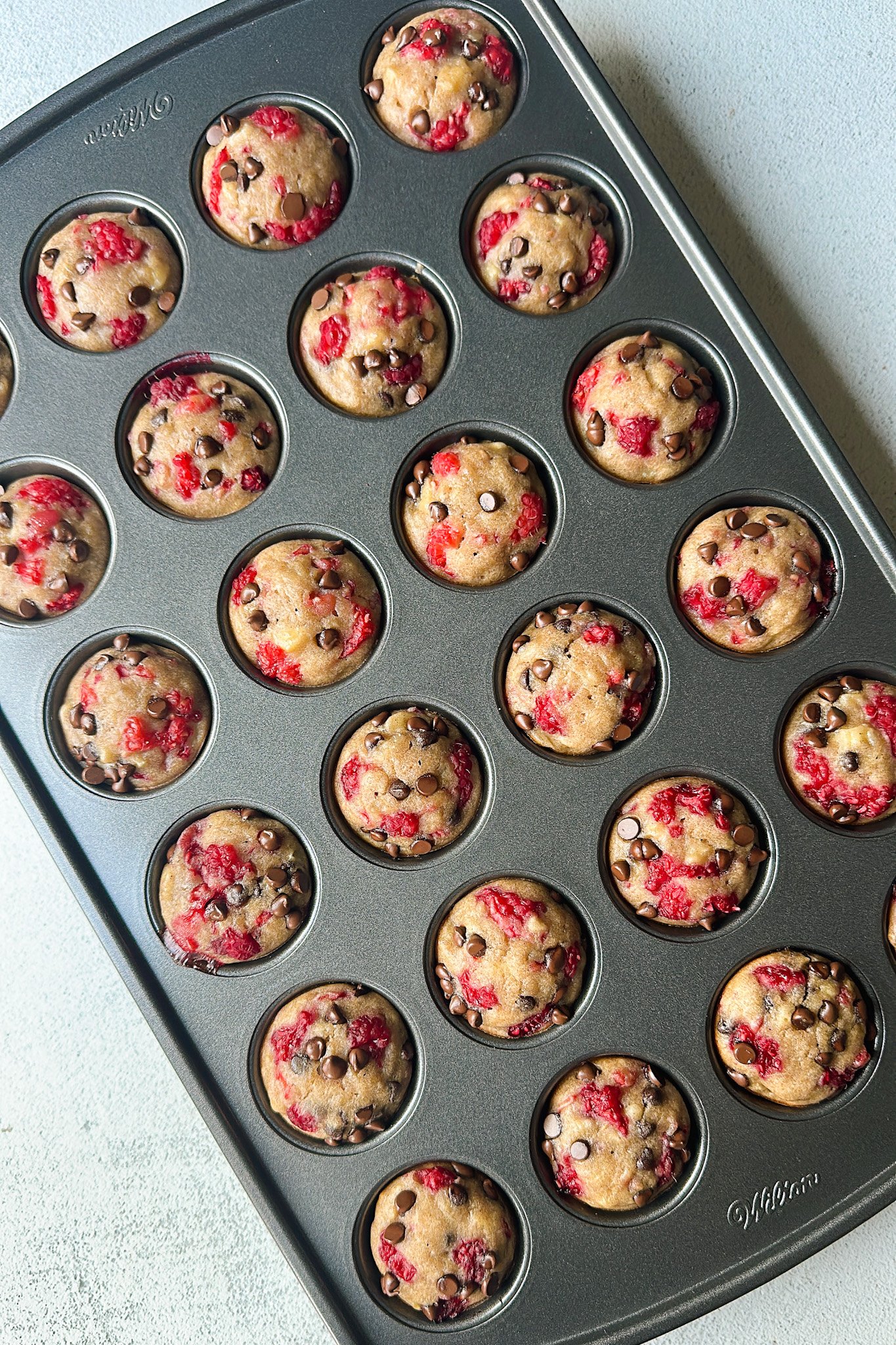 Raspberry banana muffins.