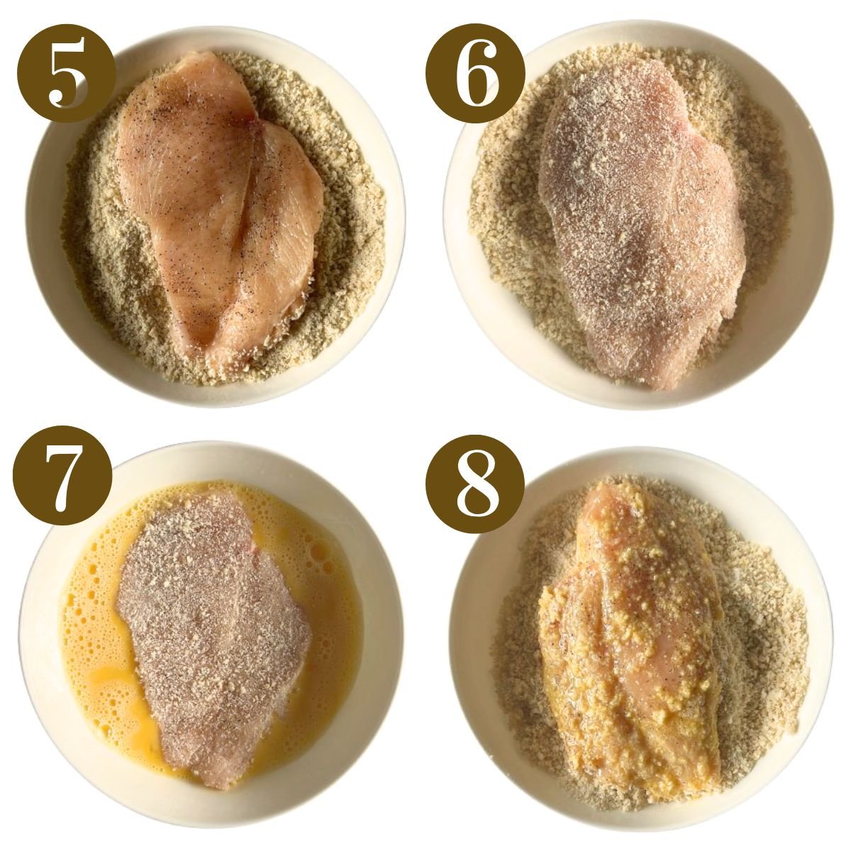 Steps to make crispy panko chicken.