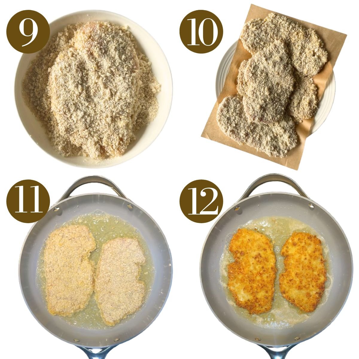 Steps to make crispy panko chicken.