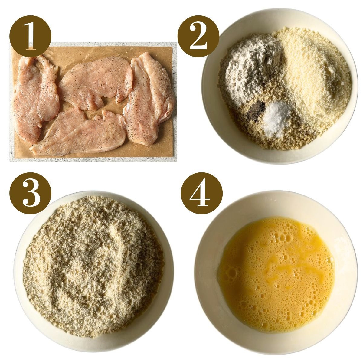 Steps to make crispy panko chicken.