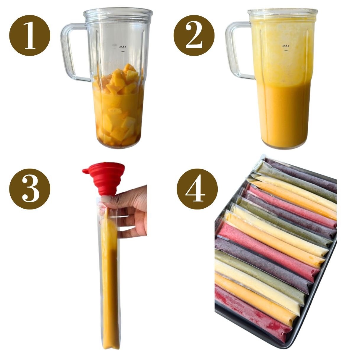 Steps to make homemade ice pops.