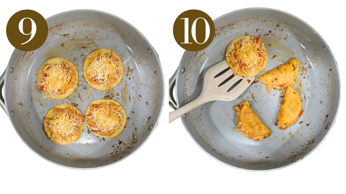 Steps to make mini chicken tacos.