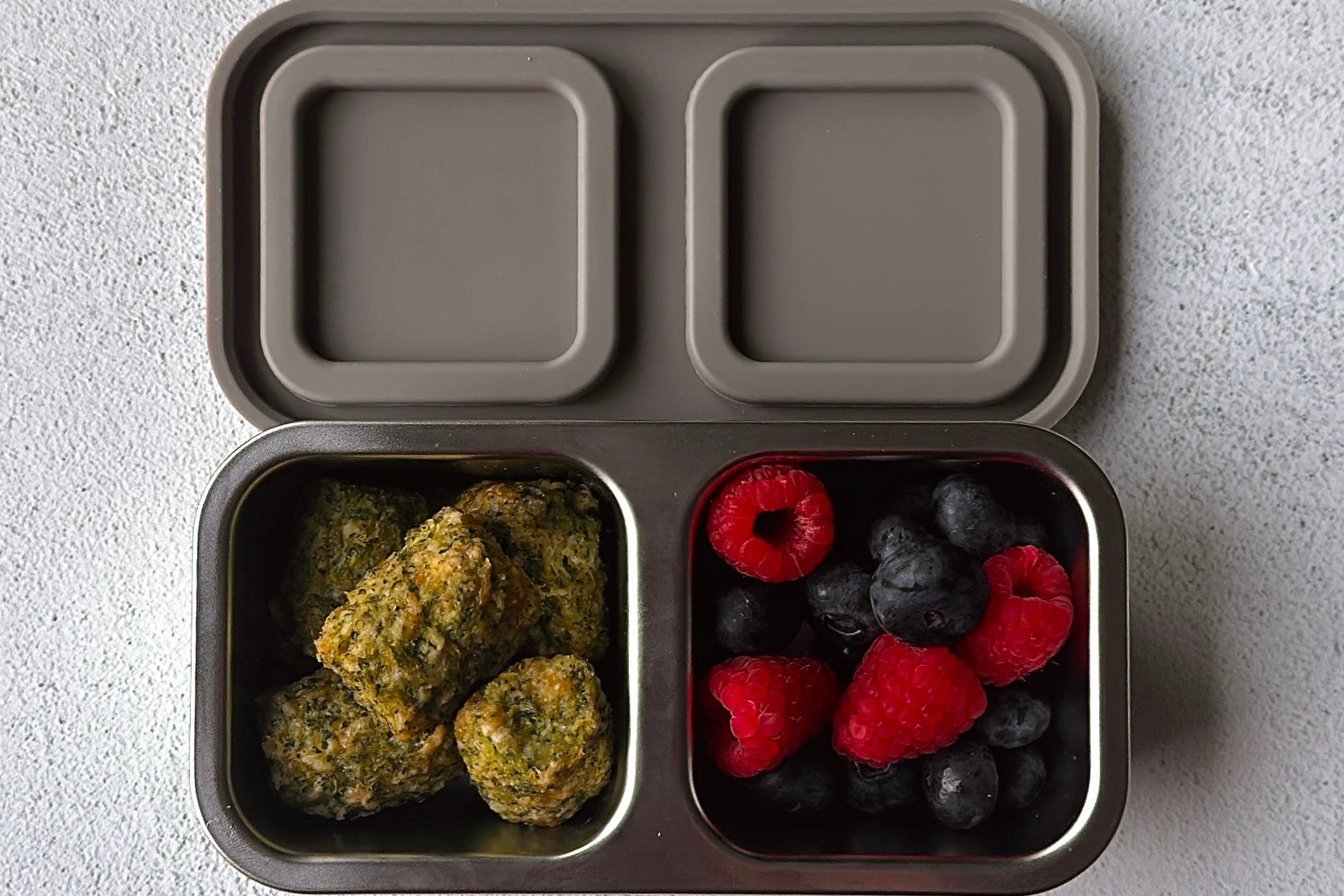 Broccoli tots snackbox.