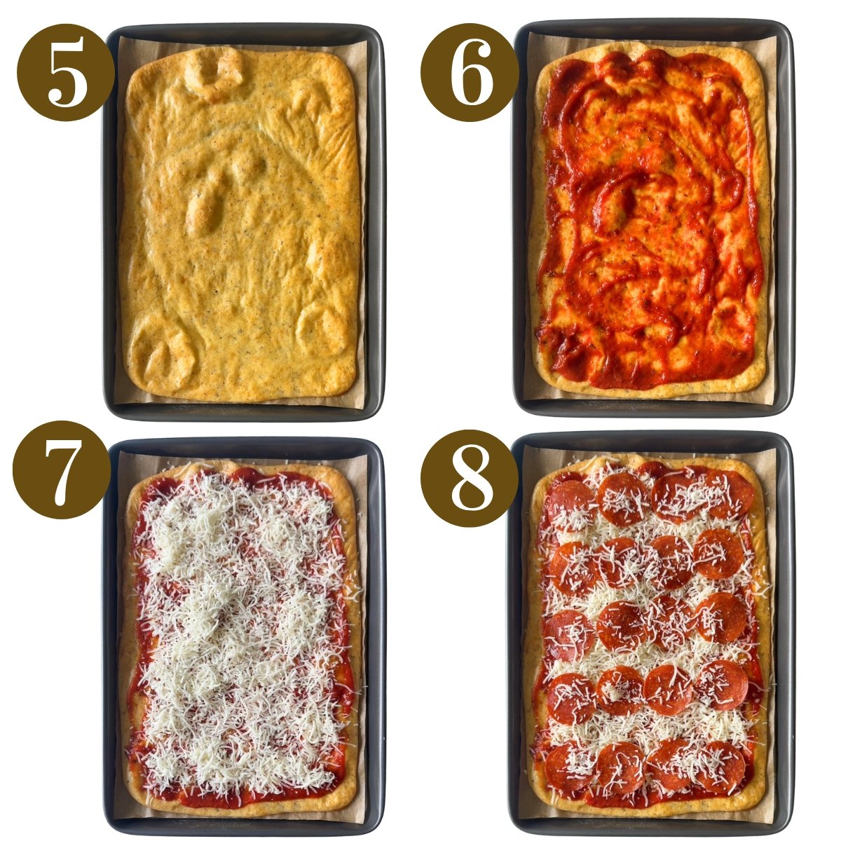 Steps to make cottage cheese pizza.