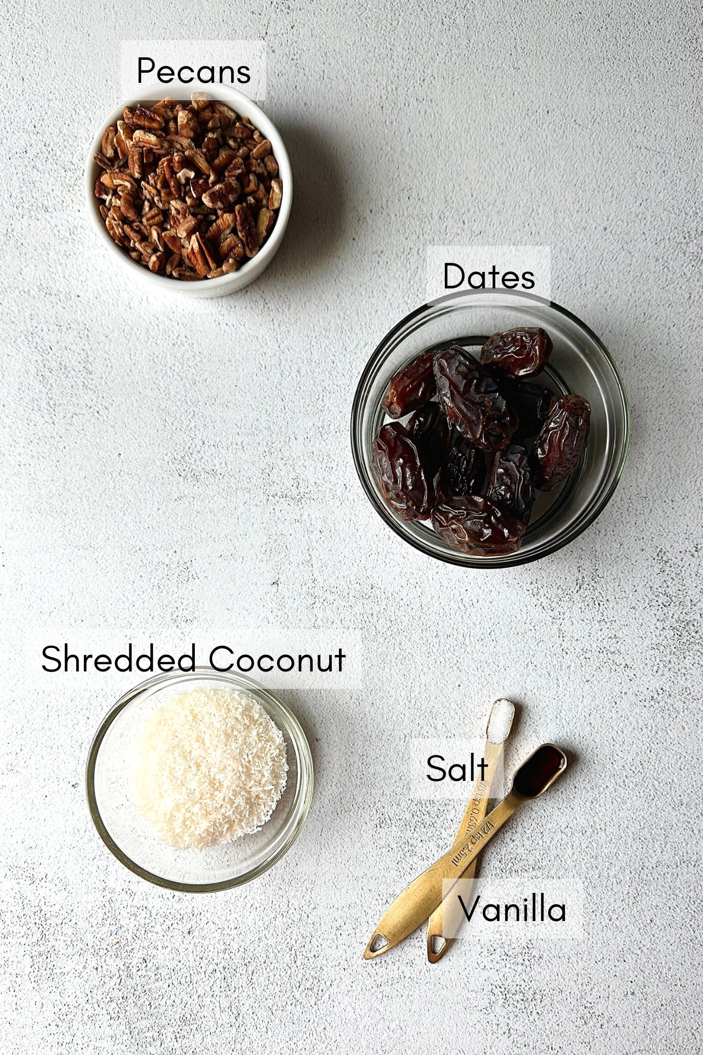 Ingredients to make date bites.