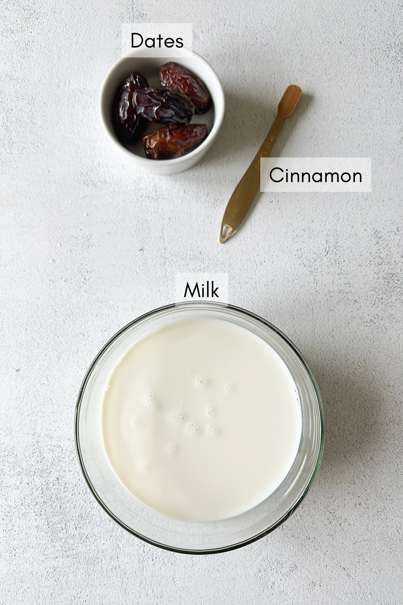 Ingredients to make homemade date milk.