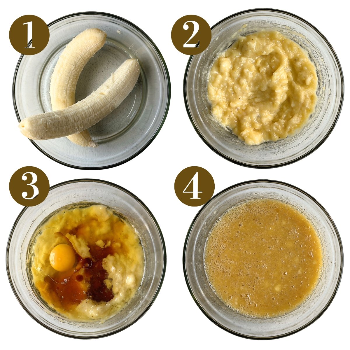 Steps to make carrot banana muffins.