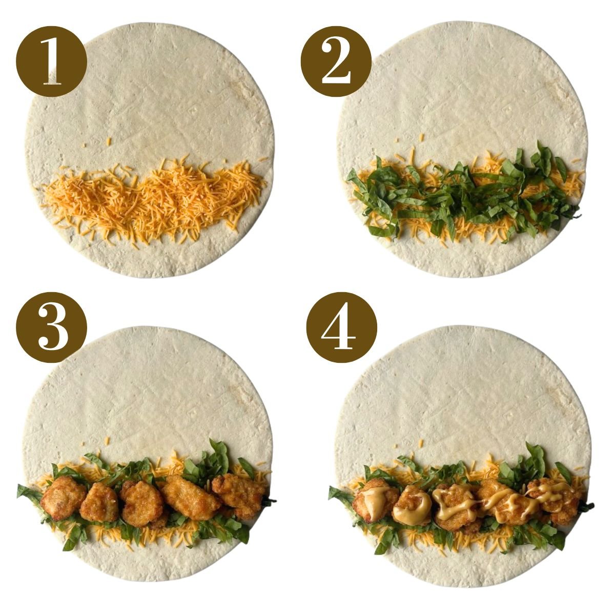 Steps to make chicken nuggets wrap.