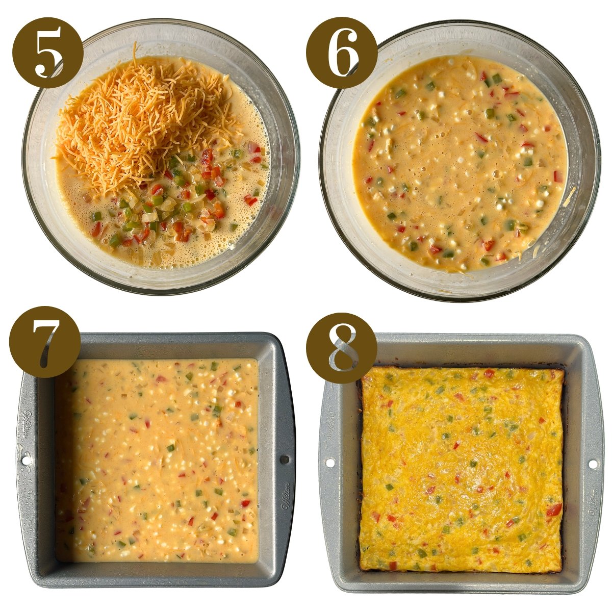 Steps to make cottage cheese egg casserole.