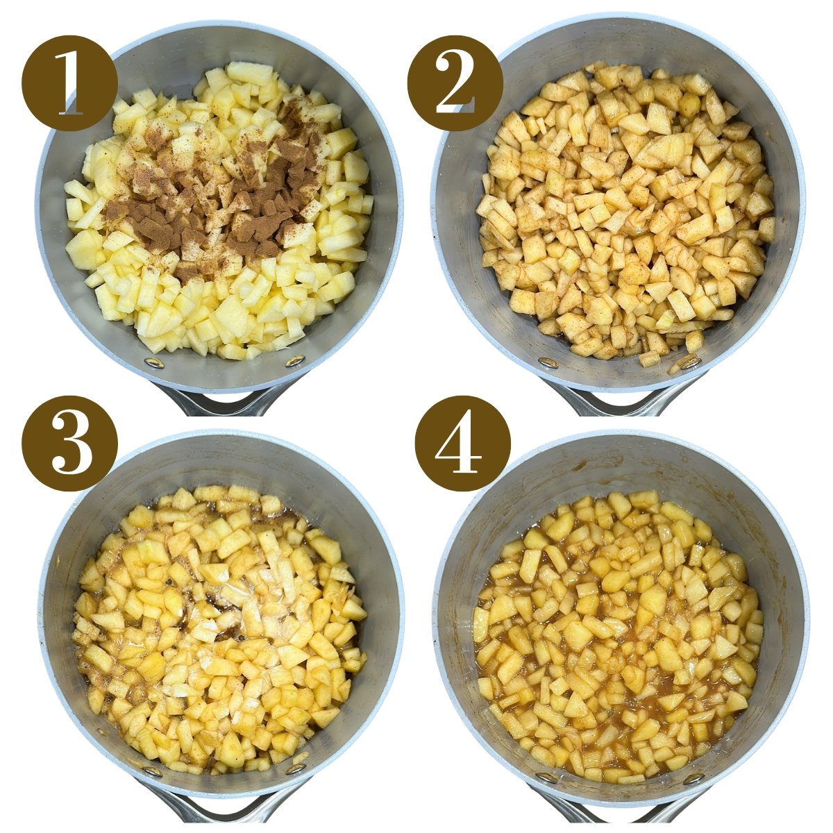 Steps to make baked apple croissants.