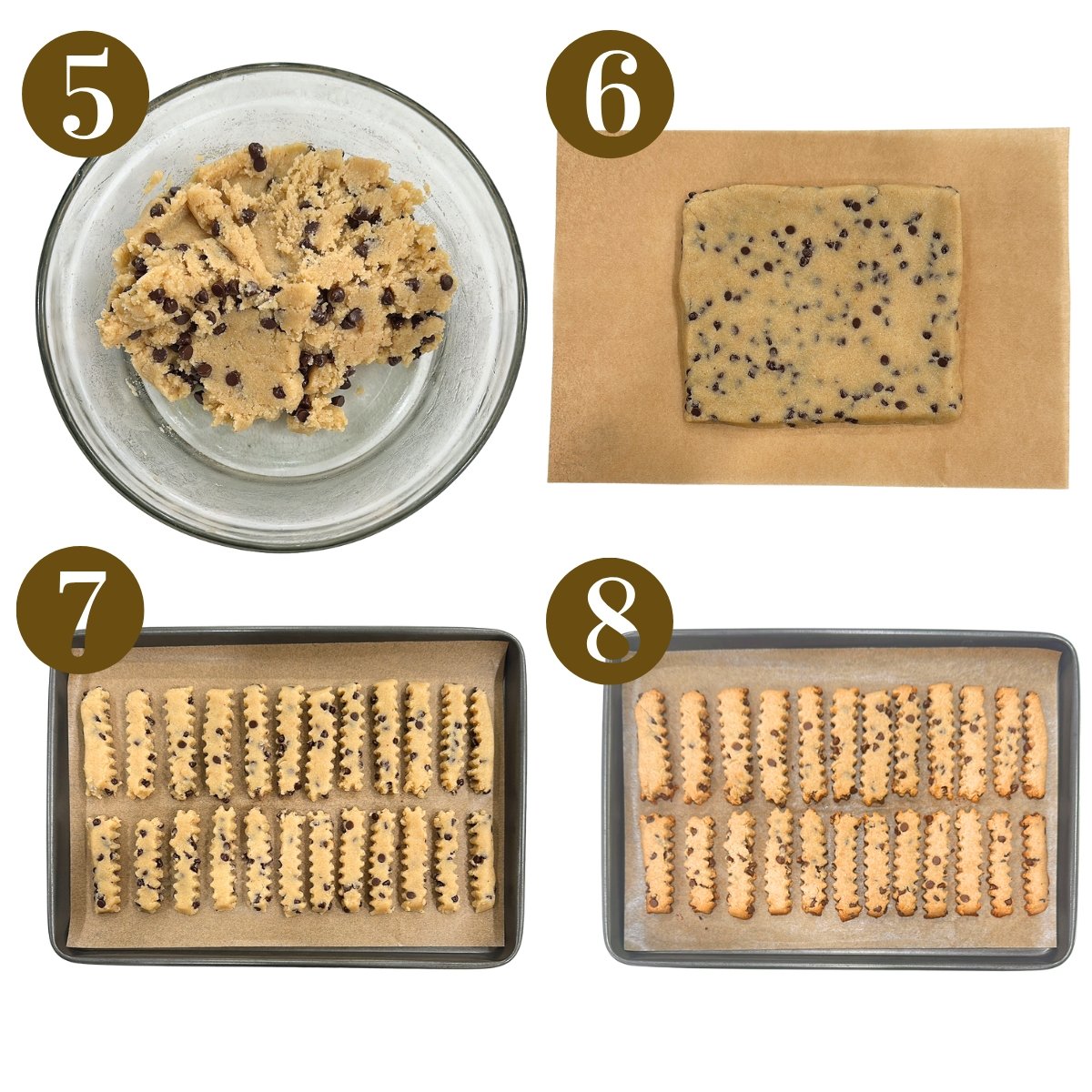 Steps to make cookie fries.