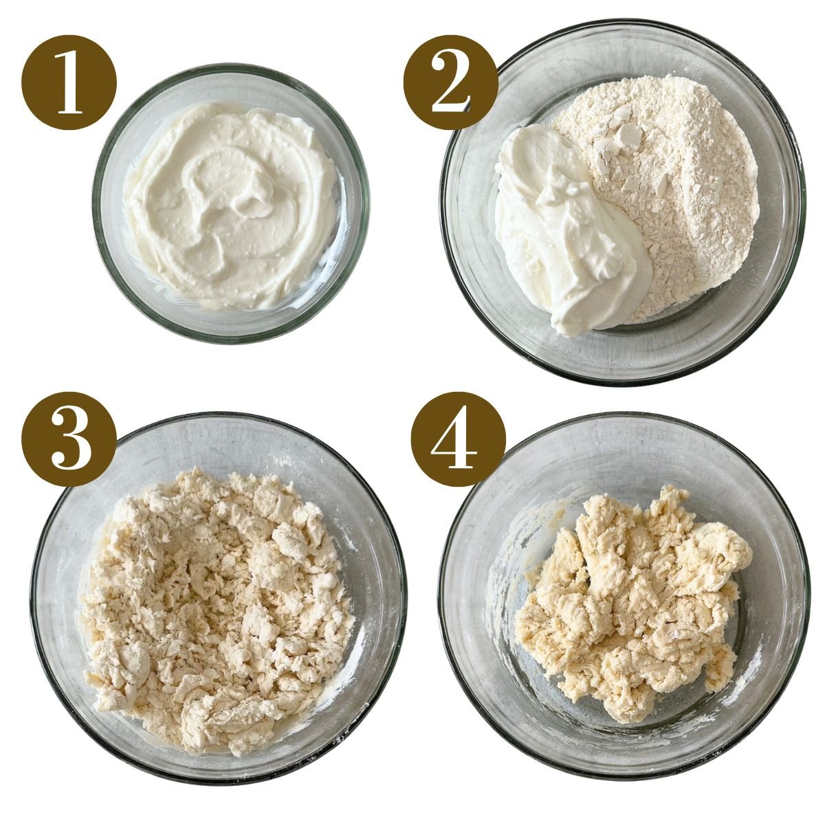 Steps to make homemade cottage cheese garlic knots.