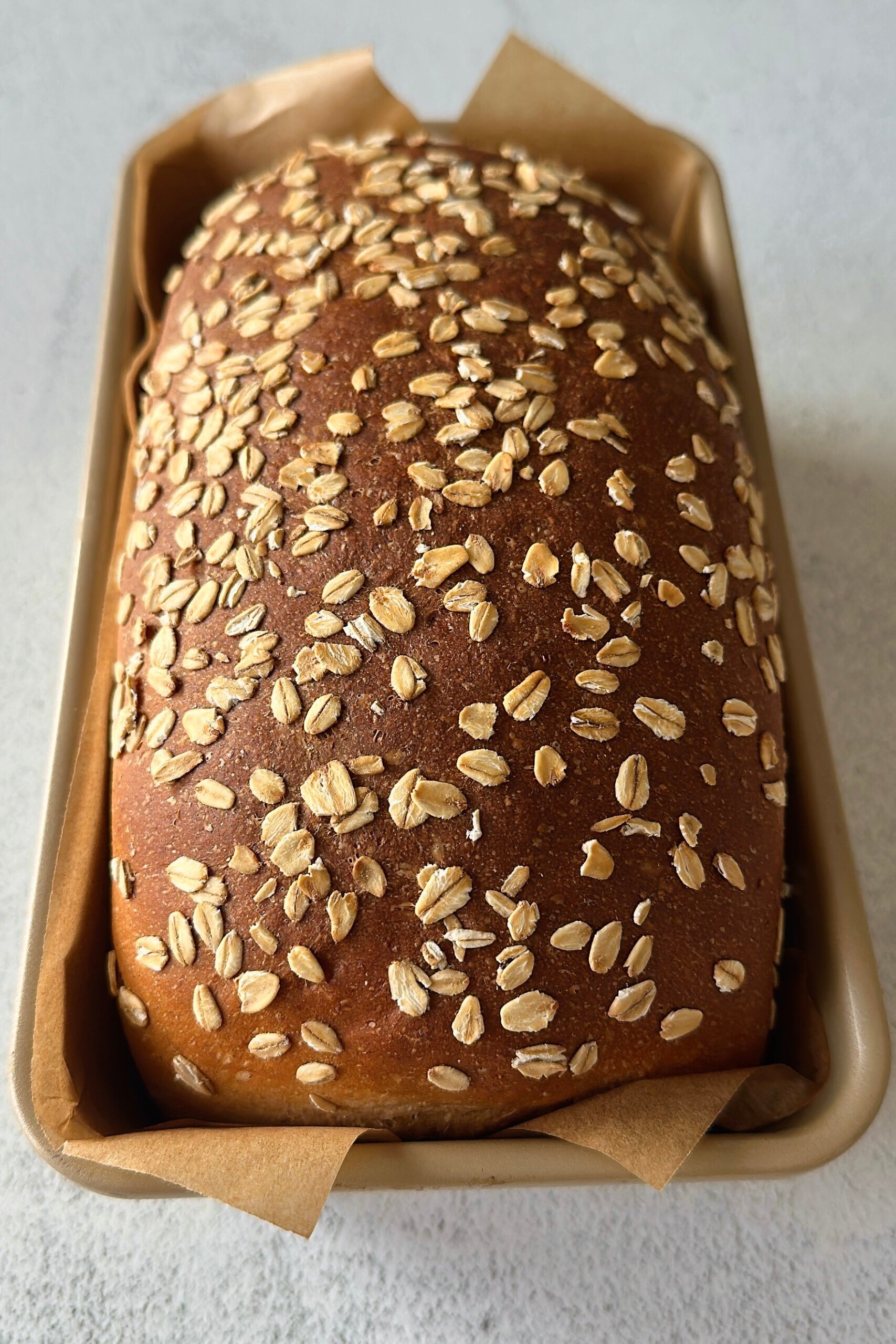 Honey wheat sandwich bread loaf.