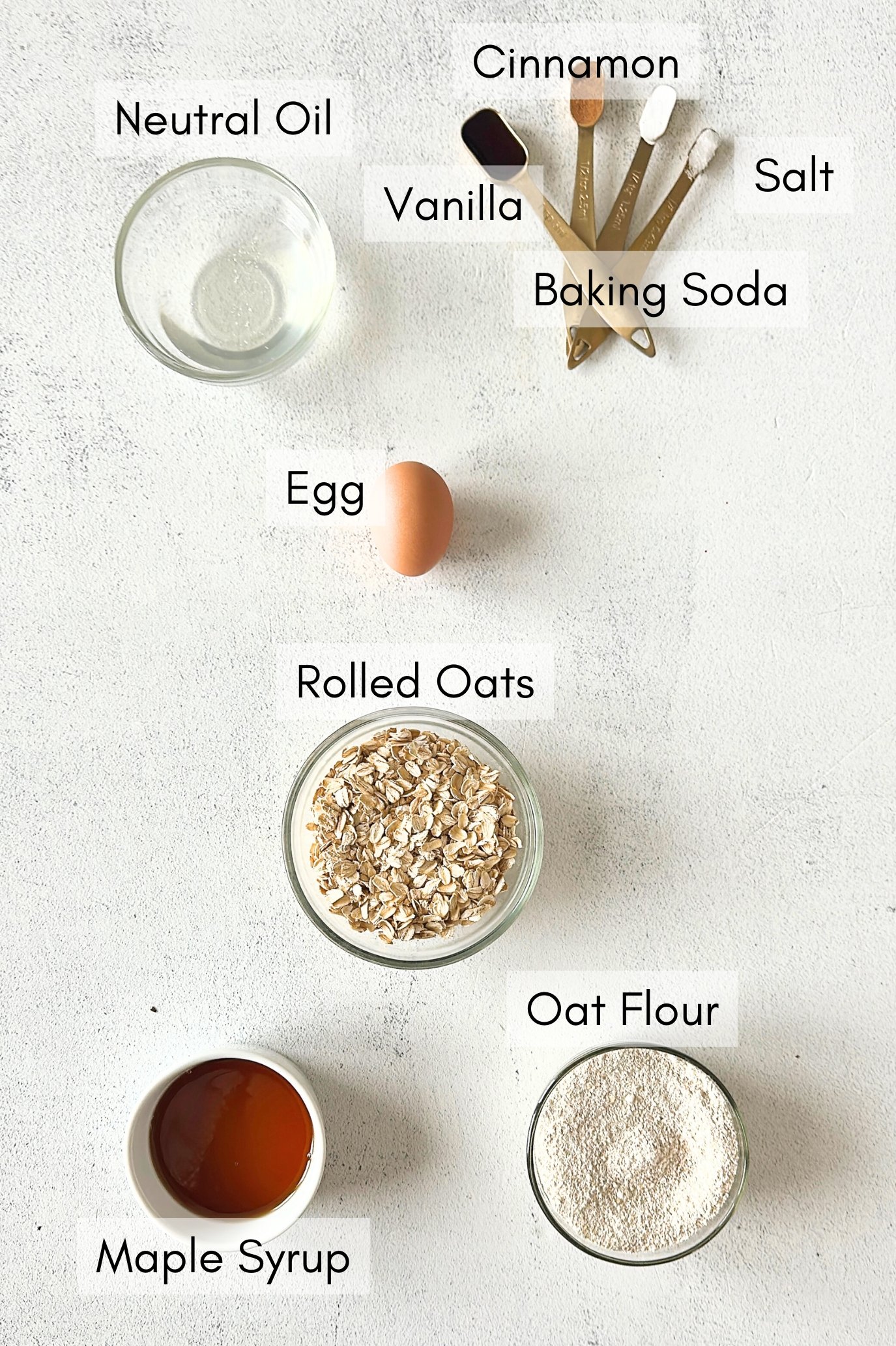 Ingredients to make thin and crispy oatmeal cookies.