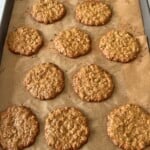 Thin and crispy oatmeal cookies.