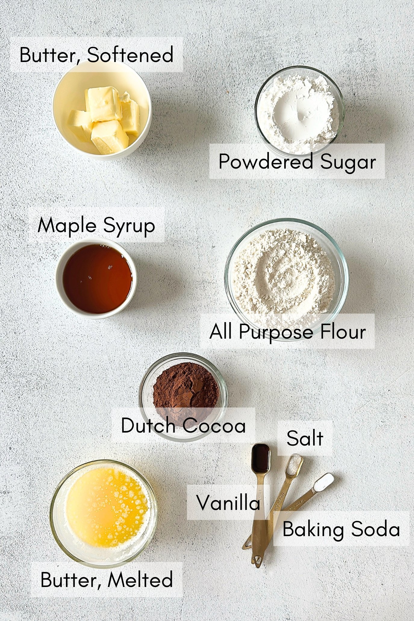 Ingredients to make homemade oreo cookies.