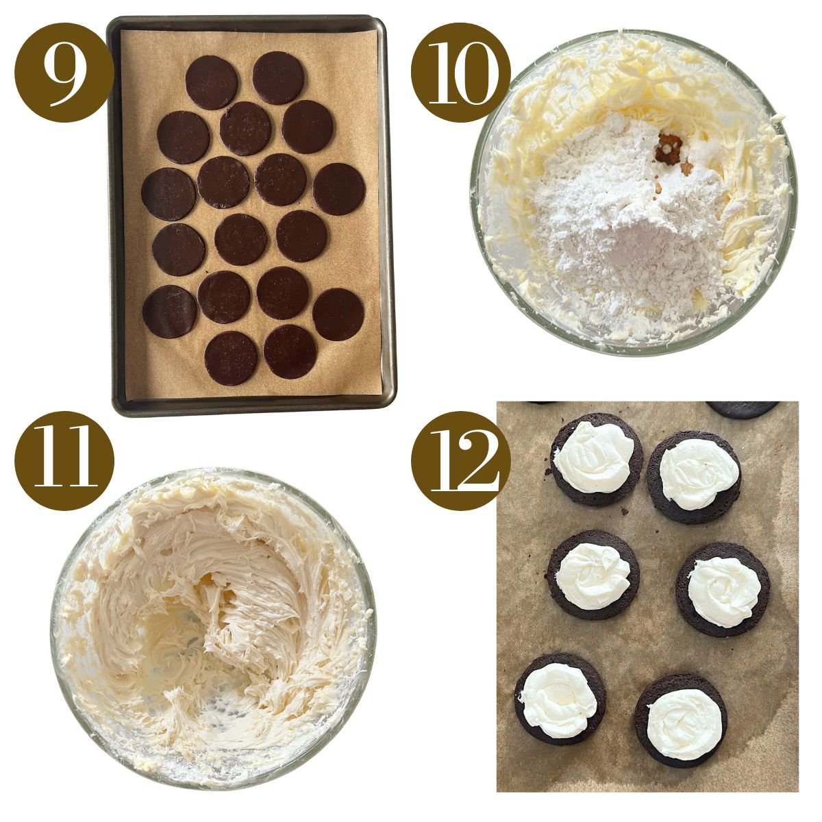 Steps to make homemade oreos.