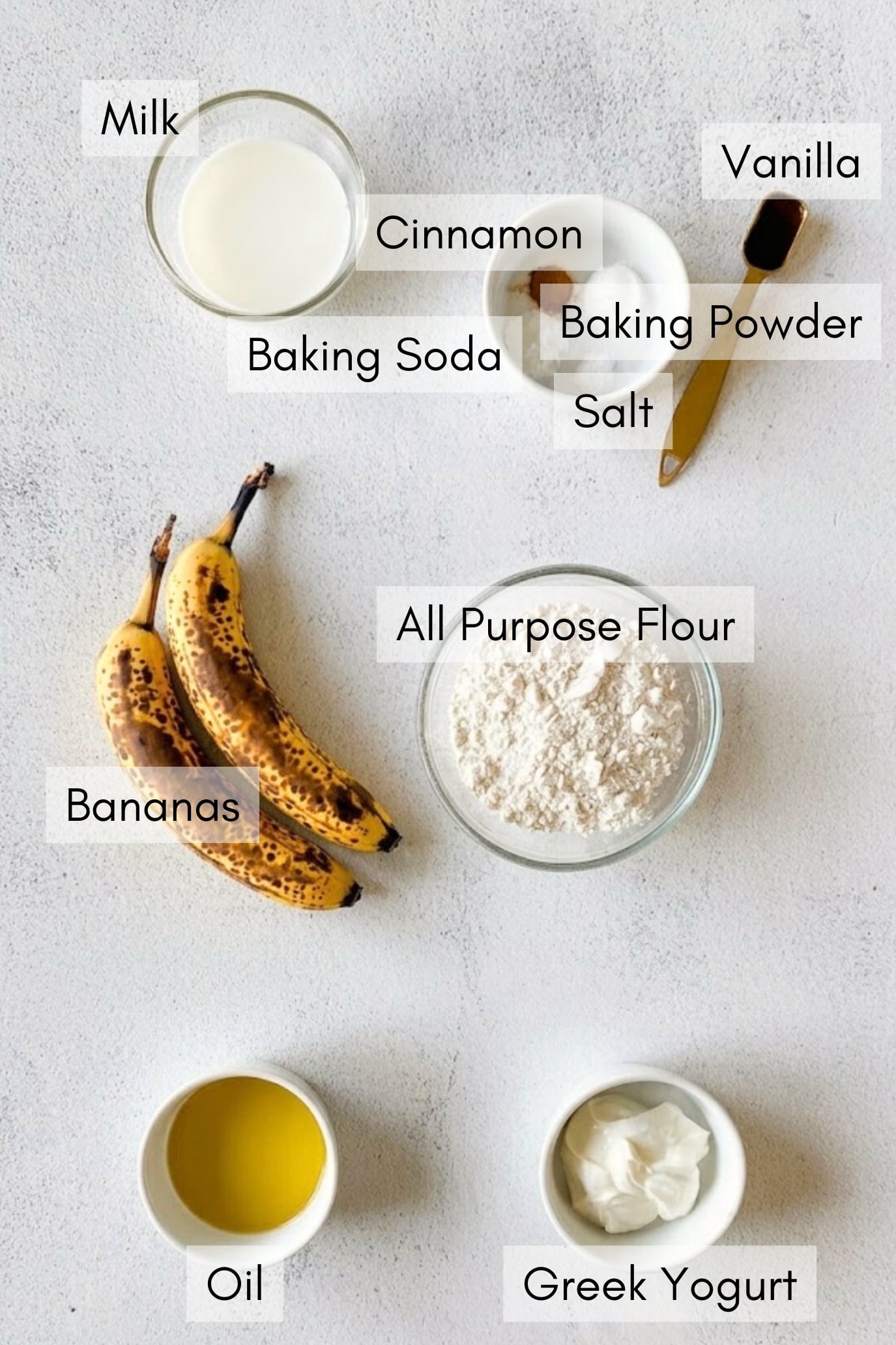 Ingredients to make banana smash cake.
