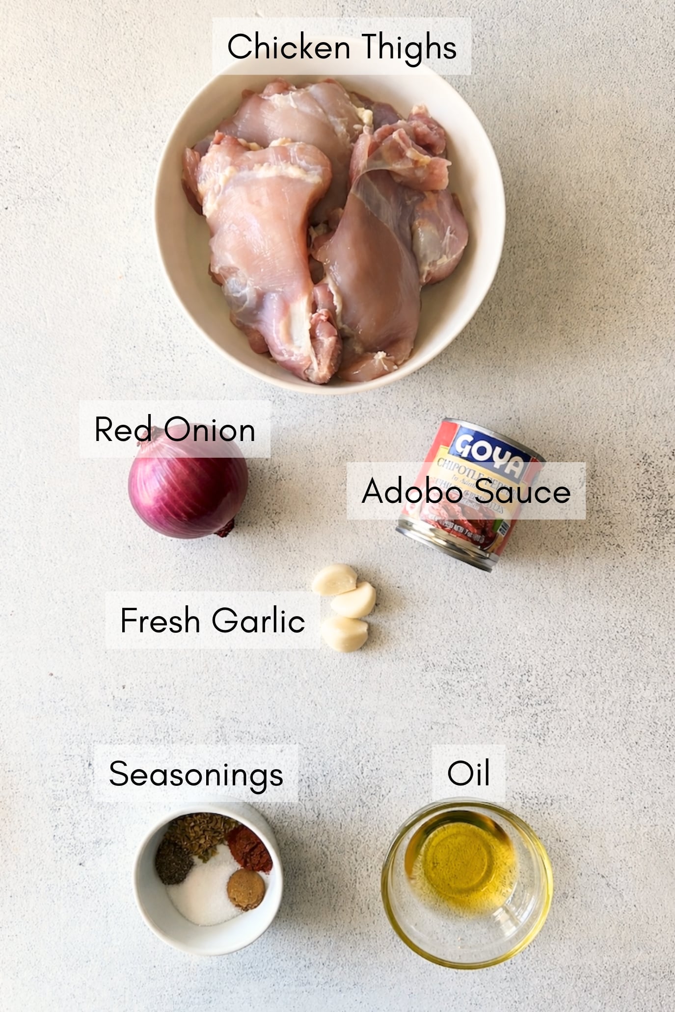 Ingredients to make chipotle chicken.