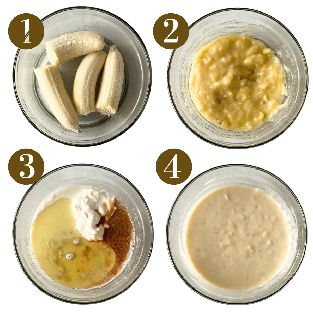 Steps to make banana smash cake.