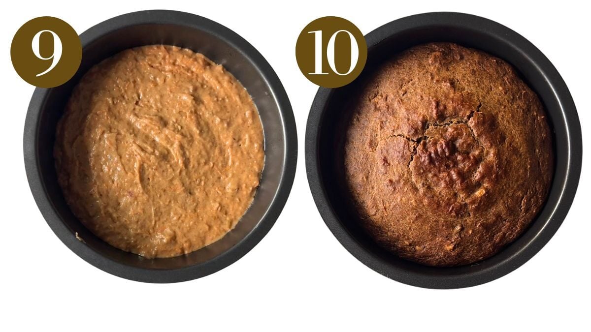 Steps to make carrot date cake.